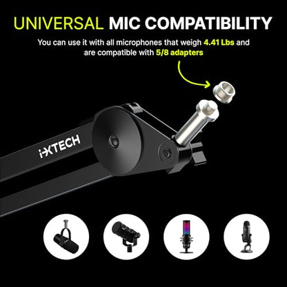 IXTECH Microphone Boom Arm Stand, Heavy Duty Adjustable Mic Stand with Cable Ties, Desk Mount Arm Stand for Gaming Streaming Podcasting. - color: MI06 LARGE