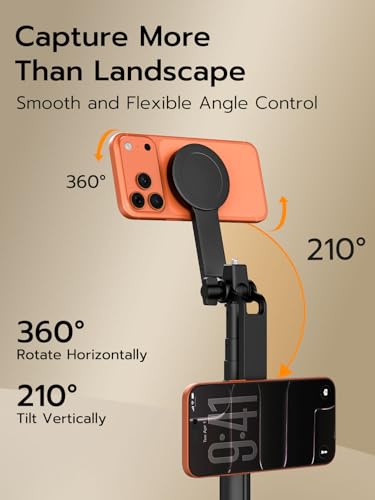 USKEYVISION 69" Magnetic Tripod for iPhone with Light, Selfie Stick with Magnetic Selfie Light & Remote, Extendable Cell Phone Tripod, Vlogging Kit for MagSafe iPhone/Android Video Recording