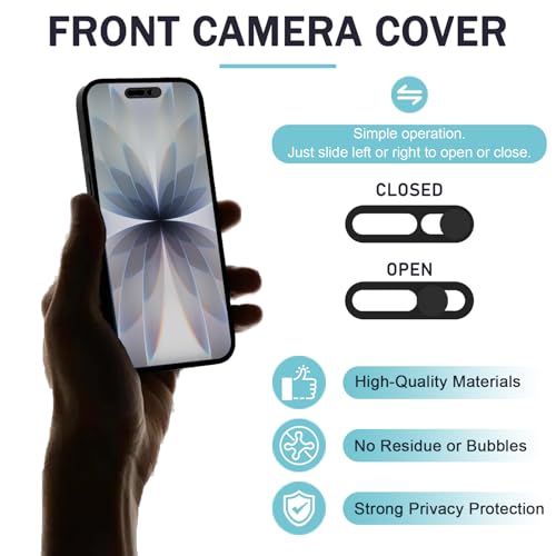 Front Camera Cover Compatible for Phone 17/17 Air/17 Pro/17 Pro Max -Camera Lens Protector, Easy Slide Security Cover, Privacy Slider Protects Your Phone Security-Black