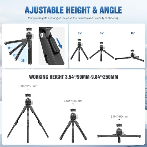LEOFOTO 9.84" Aluminum Table Tripod with Ball Head for Camera, 360° Rotation Desktop Tripod with 1/4" Screw for Phone Adaptor/Projector/Sport Camera, Max Load 11lb - size: MT-03S with Ball Head