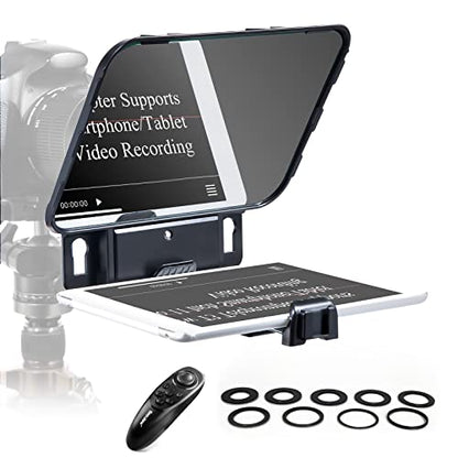 Desview T3 Teleprompter for Camera & Smartphone - Supports iPad/Tablet up to 10" - Beam Splitter Glass with Bluetooth Remote - Wide Angle Support for YouTube, TikTok & Live Streaming