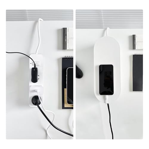2 Pack White Cable Management Box, Plastic Cord Organizer Box Under Desk, Power Strips Hider for Home Office, Phone Charger, Electronics Wires, Surge Protector Cover Bin (Large) - size: Large(2 Pack)