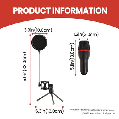 3.5mm Jack Wire Condenser Microphones Ideal for Streaming, Podcasting, Vocal Recording - Compatible with Laptop Desktop, Computer, Podcasting Equipment