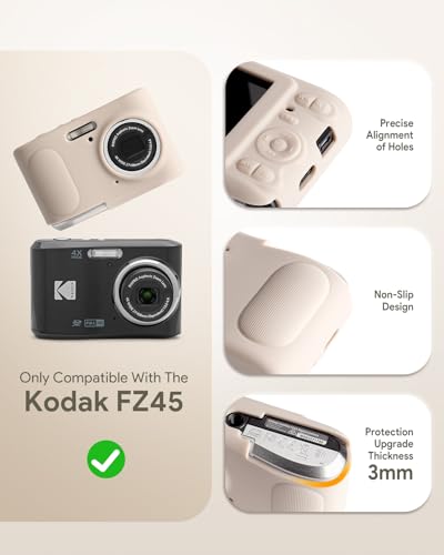 KODAK PIXPRO FZ45 Case Kit – Shockproof Hard Travel Case + Soft Silicone Cover, Organized Accessory Storage, Anti-Scratch Slim Fit, Lightweight Durable, Beige - color: Beige