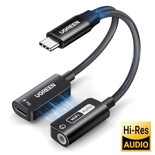 UGREEN Magnetic USB C to 3.5mm Audio Adapter and Charger 2 in 1 Hi-Res 32bit/384kHz Aux to USB C with PD 60W Fast Charging Dongle Cable for iPhone 17 Pro Max, Switch 2, Galaxy S26Ultra, iPad Pro