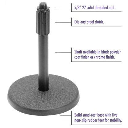 OnStage DS7200B Adjustable-Height Desktop Microphone Stand – Black - 2 Pack