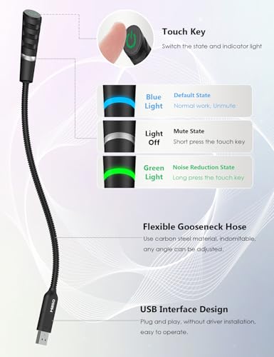 MillSO USB Microphone for PC and Laptop, Portable Gooseneck USB Computer Microphone Mute/Noise Reduction/Omnidirectional External Microphone for YouTube, Streaming, Recording, Gaming