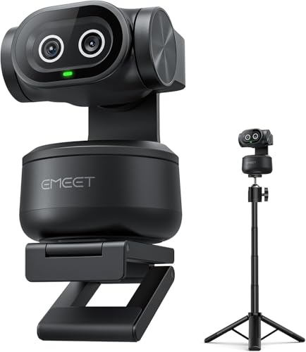 EMEET PIXY Dual-Camera AI-Powered PTZ Camera 4K with Tripod, AI Tracking, PDAF&AI Autofocus 0.2s, 1/2.55'' Sony Sensor, 3 Mics, Presets, 4K Webcam for Streaming, OBS/Twitch/Switch 2 Compatible - style: PIXY Kit Dual-Camera AI PTZ 4K