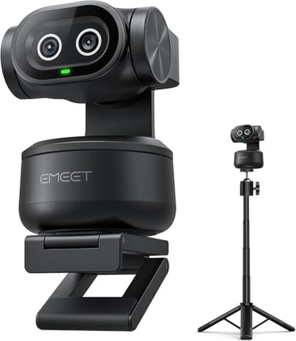 EMEET PIXY Dual-Camera AI-Powered PTZ Camera 4K with Tripod, AI Tracking, PDAF&AI Autofocus 0.2s, 1/2.55'' Sony Sensor, 3 Mics, Presets, 4K Webcam for Streaming, OBS/Twitch/Switch 2 Compatible - style: PIXY Kit Dual-Camera AI PTZ 4K