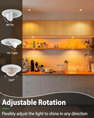zouzai 2 Inch Gimbal LED Recessed Lights, White, 6 Pack, with Junction Box, 360°+ 90° Adjustable, 5CCT 2700K-5000K, Dimmable, Canless Eyeball Downlight, CRI90+, 550LM 5W 120V, ETL - color: White-2 inch, size: 6 Pack