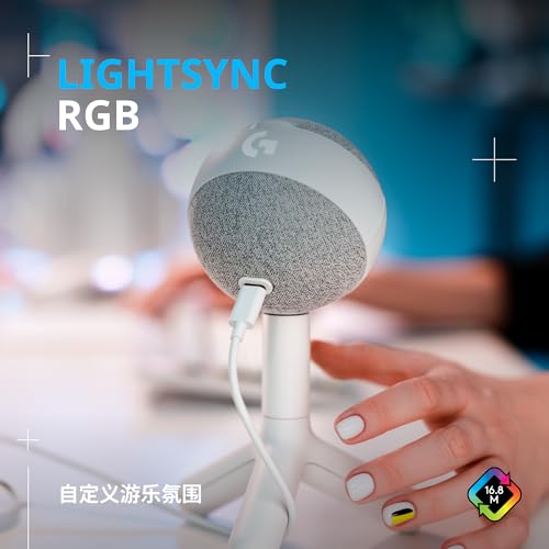 Logitech G Yeti Orb Condenser RGB Gaming Microphone with LIGHTSYNC, USB Mic for Streaming, Cardioid, USB Plug and Play for PC/Mac - Off White - color: Off White