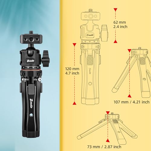 Zeadio Heavy Metal Tripod Kit: 1/4" Screw Adapter Tripod Mount for Travel | Recording | Vlog & Camera | iPhone Vlogging Kit & Camera Stand with 360° Ball Head - style: Dual Cold-shoe Ball Head