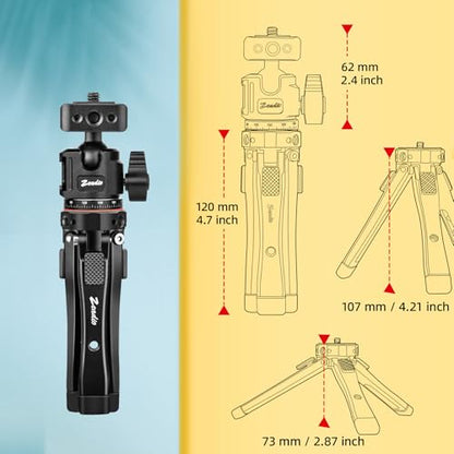 Zeadio Heavy Metal Tripod Kit: 1/4" Screw Adapter Tripod Mount for Travel | Recording | Vlog & Camera | iPhone Vlogging Kit & Camera Stand with 360° Ball Head - style: Dual Cold-shoe Ball Head