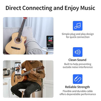 3.5mm to 1/4 Stereo Audio Cable 16 Feet /5M, 1/8" to 6.35mm 1/4" TRS Male Aux Cord Double Shielded with Braiding for Guitar, Amplifiers, PC, Home Theater, Speaker, etc. - size: 16 Feet