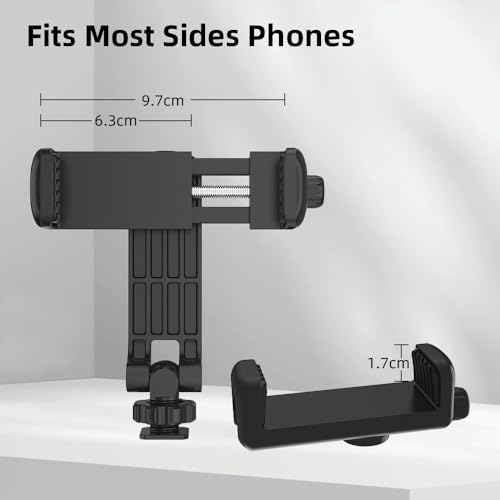 Flexible Phone Tripod Mount Adapter, Universal Smartphone Mount Adapter, Camera Cold/Hot Shoe Phone Tripod Holder for iPhone 17/16/15/14, Samsung Pixel Canon Nikon DSLR and More Cameras - color: Black