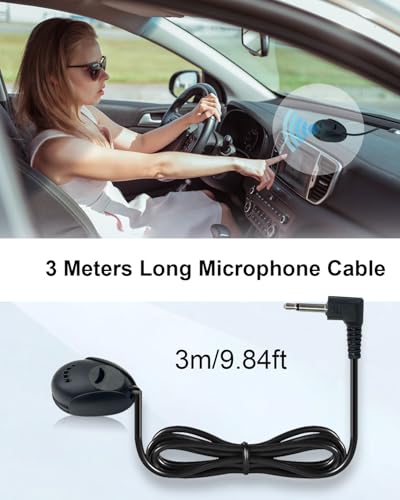 3.5mm Car Stereo Microphone, Vehicle External Handsfree Radio Mic Replacement with 2.5mm Adapter for Pioneer Boss JVC Jensen Head Unit Car Stereo Enabled Audio GPS DVD CD, 3M Cable