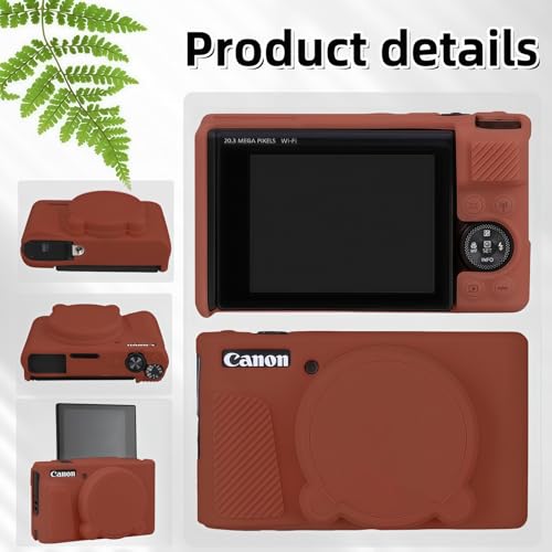 Camera Case for Canon PowerShot SX740/ SX730 Digital Camera,SX740 HS Case, Soft Silicone Protective Case Removable Lens Cover,Comes with 2 Screen Protectors and 1 Wrist Strap. (Brown) - color: Brown
