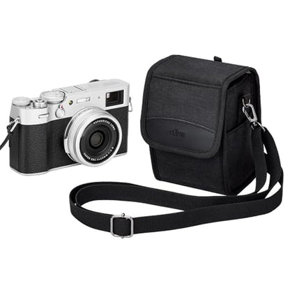 Compact Camera Case for Fuji X100VI X100V X-T30 II +13-33mm Lens Lumix L10 | Shoulder strap, Soft lining, for Sony A6400 A6100 +16-50mm, Nikon Z30 III+16-50mm Lens, Fits camera+lens ≤5.9x3.5x3.5". - color: Compact Camera Case Black