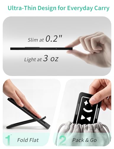Aoviho Phone Stand for Desk, Ultra-Thin Foldable Aluminum Phone Holder, Portable Travel & Office Cell Phone Stand Compatible with iPhone 17 16 15 14 13 12 Pro Max, Fits 3.7"-7" Devices, Black - color: Black