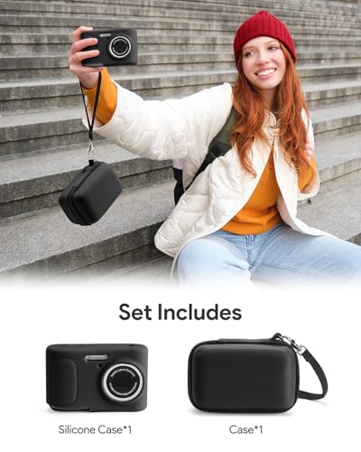 KODAK PIXPRO FZ45 Case Kit – Shockproof Drop-Resistant Hard Case + Silicone Cover, Organized Storage for Battery/SD Card, Anti-Scratch Dustproof, Slim Ergonomic Grip, Black - color: Black