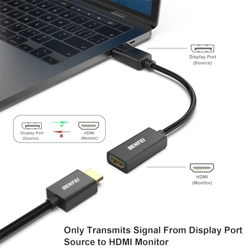BENFEI 4K DisplayPort to HDMI Adapter 5 Pack, Uni-Directional DP 1.2 Computer to HDMI 1.4 Screen Gold-Plated DP Display Port to HDMI Adapter (Male to Female) Compatible with Lenovo Dell HP Passive - color: Black, style: 4K 30Hz-5 Pack