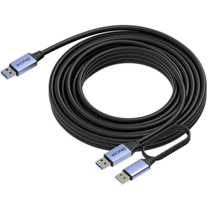 OkyLink Active USB 3.0 Data Cable A to A, Male to Male 5Gbps, 25ft | 8M, 3.2 Gen 1, Includes power cable, suitable for Industrial Printer and Scanner - color: USB3.0(5Gbps), size: 25ft (8m)