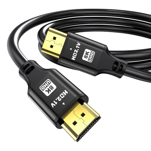 10FT Short Hdmi Cable, 8K@60Hz 4K@120Hz, 48Gbps Ultra High Speed Hdmi 2.1 Cord with Gold-Plated Connectors, Aluminum Shell, for Streaming and Gaming, Wall-Mounted TV, Projector, Sound System - size: 10FT