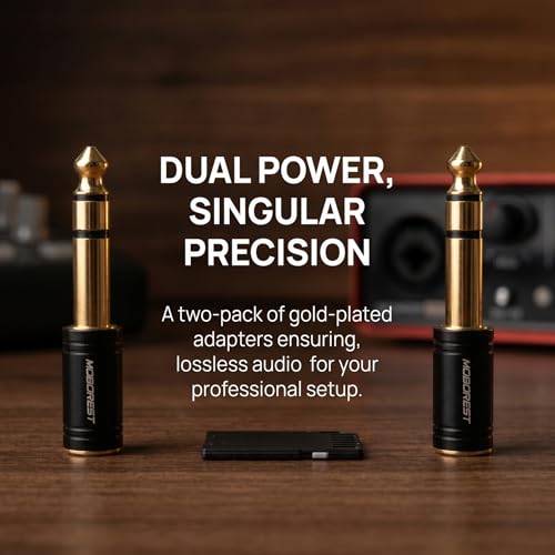 MOBOREST 1/4" to 3.5mm (1/8 in) Audio Adapter TRS Headphones Jack Converter | Hi-Fi Stereo 6.35mm to 3.5mm Audio Jack Adapter Gold Plated for Electric Guitar, Piano, Amplifier, Mixer, Studio Mon-2PCSitor - color: 2BLACK