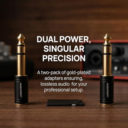 MOBOREST 1/4" to 3.5mm (1/8 in) Audio Adapter TRS Headphones Jack Converter | Hi-Fi Stereo 6.35mm to 3.5mm Audio Jack Adapter Gold Plated for Electric Guitar, Piano, Amplifier, Mixer, Studio Mon-2PCSitor - color: 2BLACK