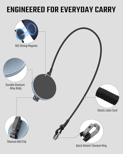 KeyUnity KH01 Magnetic Belt Clip Phone Holder with Anti Theft Lanyard, Quick-Release Hands-Free Access Phone Mount for Belt & Straps, Stretchy Tether for Running Travel Hiking, Compatible with MagSafe