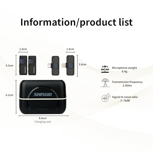 3-in-1 Wireless Lavalier Mic with 2 Receivers & 2 Mics, Lightning/USB-C/USB-A for iPhone 16 15 14, Android, PC, 40H Battery Life Noise Cancelling Lapel Mic with Furry Windscreens for Vlogging - color: Black and Silver