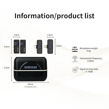 3-in-1 Wireless Lavalier Mic with 2 Receivers & 2 Mics, Lightning/USB-C/USB-A for iPhone 16 15 14, Android, PC, 40H Battery Life Noise Cancelling Lapel Mic with Furry Windscreens for Vlogging - color: Black and Silver