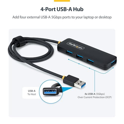 StarTech 4-Port USB-A Hub 5Gbps with 2ft/61cm Cable, Dell (H5A4A-USB-HUB-2) - size: 2 ft, style: USB-A