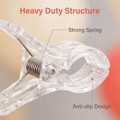 20 Pack Large Balloon Arch Clips，Reusable Plastic Clear Spring Clamps for Backdrop Birthday Wedding Decoration Woodworking Photography Studios，Heavy Duty Ballon Clips（3.5"）