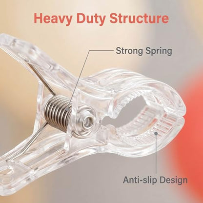 20 Pack Large Balloon Arch Clips，Reusable Plastic Clear Spring Clamps for Backdrop Birthday Wedding Decoration Woodworking Photography Studios，Heavy Duty Ballon Clips（3.5"）