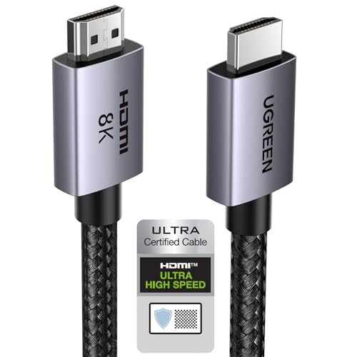 UGREEN 8K HDMI 2.1 Cable 48Gbps 1.6FT, Certified Ultra High Speed HDMI Cord Aluminum, 4K@240Hz 120Hz 10K 8K@60Hz, HDCP 2.2&2.3, eARC HDR 10 Dolby Compatible with PS5/Blu-ray/Roku TV/Switch 2/Mac mini - size: 1.6FT