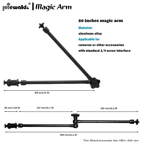20" Magic Arm Clamp Kit with 1/4" & 3/8" Thread Clamp,Adjustable Friction arm- Articulating arm,with/Phone Clip/Tripod Mount Adapter,for Action Camera/DSLR/LCD Monitor/LED Lights/Cell Phone - color: 20 Inch Frosted Black Magic Arm