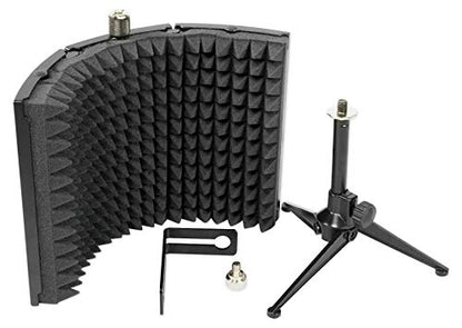 Rockville RMF1 Bundle: RockShield 1 Studio Microphone Isolation Shield with Sound Dampening Foam, R-Shock Black Metal Shock Mount for Recording Applications, 2-items