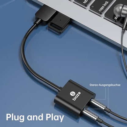 USB to 3.5mm Jack Audio Adapter External Sound Card with 3.5mm Headphone and Microphone TRS Jack to USB Compatible with Windows, Laptops, Desktops Windows, MAC, Linux, PC, PS5, PS4 - color: A-Black