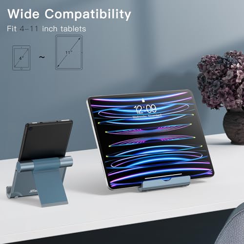 JETech Tablet Stand, Adjustable Portable Desktop Holder, Foldable Dock for iPad/iPad Pro/Air/Mini, Galaxy Tab A8/A7 Lite/A7/S8/S7, Kindle, Tab/Phones(4-11"), Grey - color: Grey