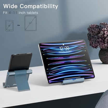JETech Tablet Stand, Adjustable Portable Desktop Holder, Foldable Dock for iPad/iPad Pro/Air/Mini, Galaxy Tab A8/A7 Lite/A7/S8/S7, Kindle, Tab/Phones(4-11"), Grey - color: Grey