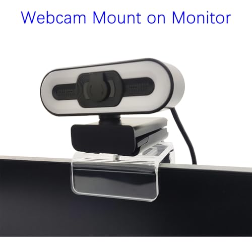 Webcam Mount for Monitor, Compatible with Logitech and other Webcams with 1/4'' Thread, Acrylic Clear Mount on Monitor or Laptop Won't Blcok Screen, Adjustable Mount Fit All Thickness Monitor