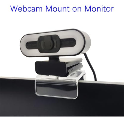 Webcam Mount for Monitor, Compatible with Logitech and other Webcams with 1/4'' Thread, Acrylic Clear Mount on Monitor or Laptop Won't Blcok Screen, Adjustable Mount Fit All Thickness Monitor