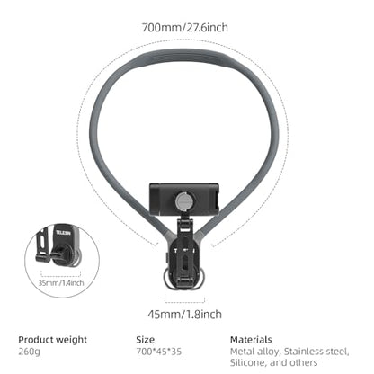 TELESIN Neck Phone Holder POV/Vlog Neck Mount for Phones with Phone Clip | Hands Free Phone Neck Holder w Chest Strap Neck Selfie Mount Video Recording for iPhone Samsung Google Pixel and All Phones