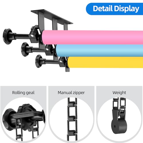 WELLMAKING Manual Axis Background Lifter & Photography Support Stand, Muslin Backdrop Kit with Adjustable Drape Display, Compatible with Light Stand – No Drilling Required, for Home Studio Live Stream