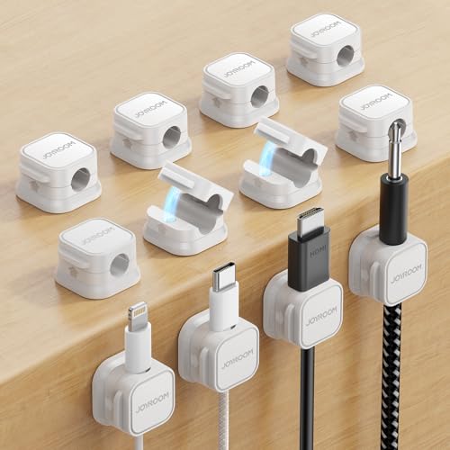 12 Pack Magnetic Cord Holder, Cord Organizer Cable Clip for Desk Management, JOYROOM Smooth Adjustable Cable Clip, Wire Holder Keeper Organizer for Home Office Desk Phone Car Wall Desktop Nightstand - color: 12-Pack