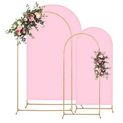 Toolterritary Metal Arch Backdrop Stand and Cover Set, 8FT, 7.2FT Party Backdrop, Easy to Assemble, Backdrop Stand for Parties, Birthday, Baby Shower - color: Pink, size: 8ft,7.2ft