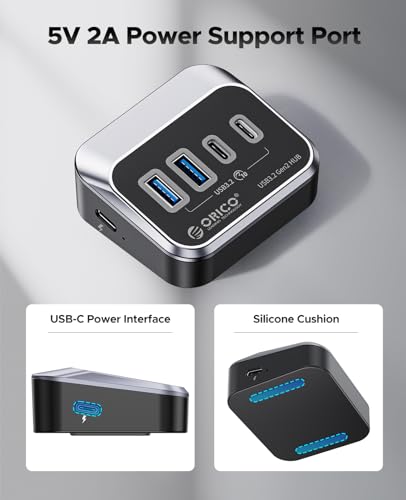 ORICO USB Hub 10Gbps with 2 USB A Ports+2 USB C Ports, USB 3.2 Gen 2 Hub with 3.28Ft USB-C-A/C Cable USB Splitter for iMac, MacBooks, Mac mini - size: 3.28Ft