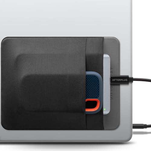 2-Pocket SSD & Hard Drive Holder for Laptop, Reusable Adhesive, Stick-On Pocket Sleeve for External Portable SSD, HDD, Cables and More (Large) - color: Black & Gray, size: Large (For 2.5" HDDs & SSDs)