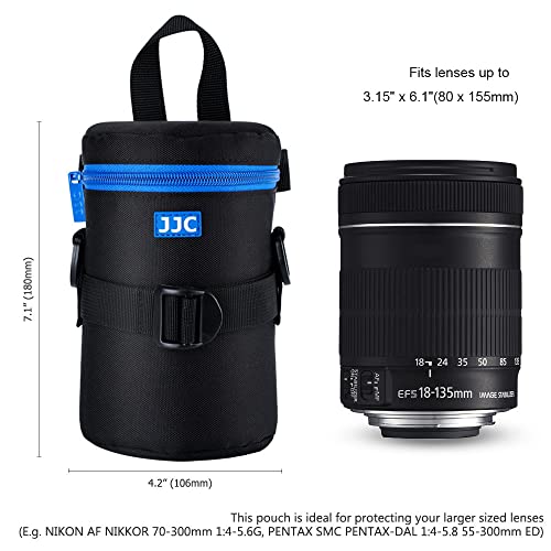 JJC Deluxe Lens Case Pouch for Canon EF 75-300mm f4.5-5.6/EF 24-105mm f4L/EF 16-35mm F4L/RF 75-300mm f4-5.6,Nikon AF-S 24-70mm f2.8/16-35mm f4G/70-300mm f4.5-6.3G & More Lens below 3.15" x 6.1"(D x L) - size: L Size